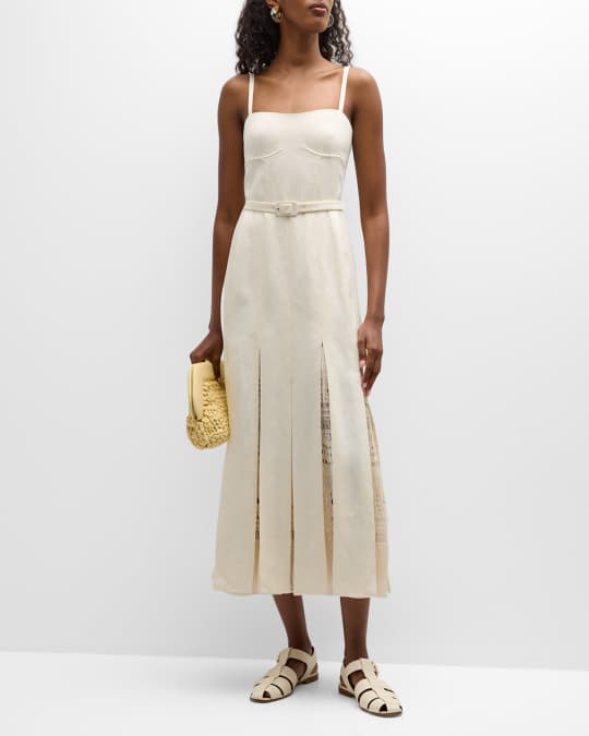 Gabriela Hearst Godard Pleated Midi Dress with Crochet Inserts | Neiman  Marcus