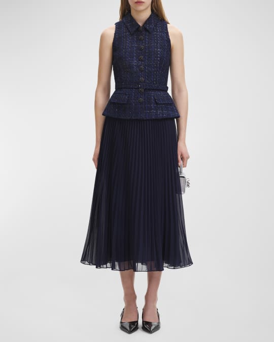 sachin and babi light blue dress Self-Portrait Blue Short Sleeve Chiffon Midi Dress main image 0
