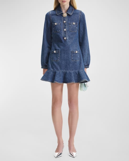 Denim Tunic Peplum Mini Dress
