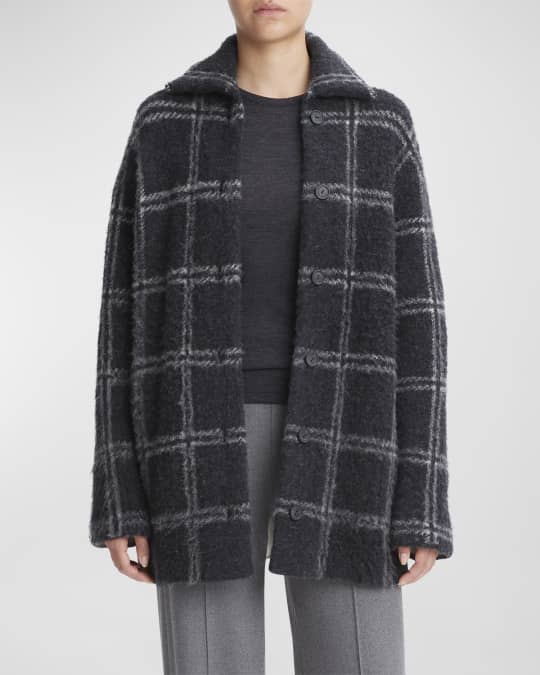 Vince check sale plaid wool coat