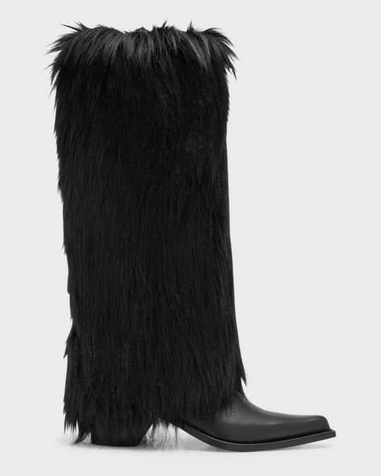 Furry tall boots online