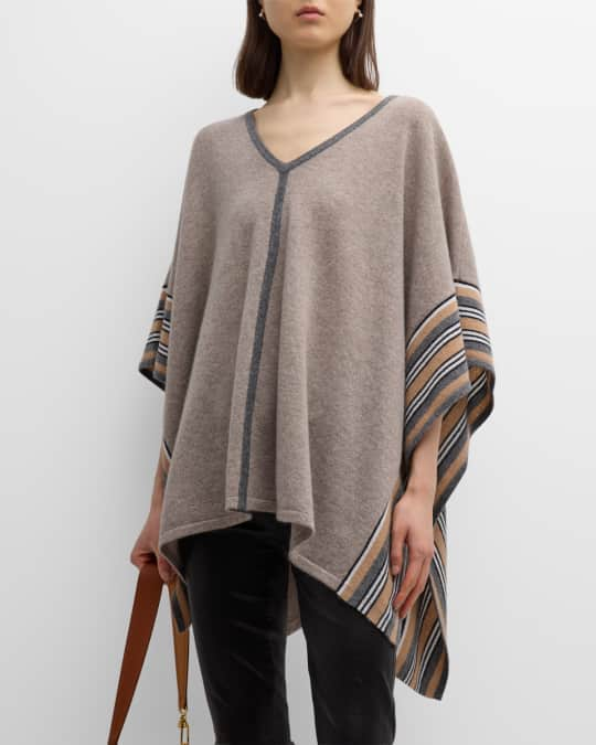 Neiman Marcus Cashmere Collection Cashmere Striped Poncho | Neiman Marcus