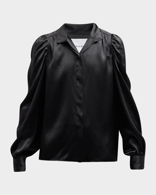 Gillian Long-Sleeve Silk Top