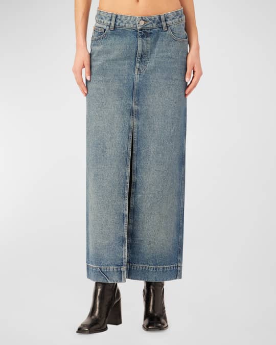 DL1961 Asra Low-Rise Denim Maxi Skirt | Neiman Marcus