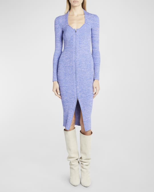 Isabel Marant Zael Zip-Up Wool Knit Midi Dress | Neiman Marcus