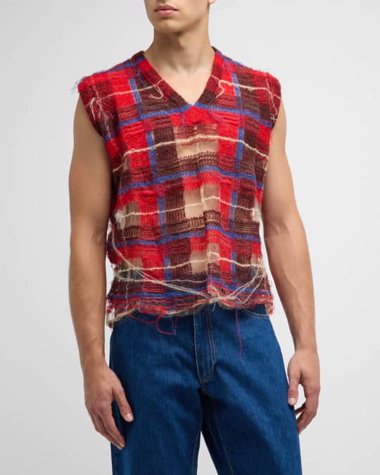 トップス Maison Margiela DESTROYED KNIT VEST S Maison Margiela Men's Destroyed Knit Vest | Neiman Marcus