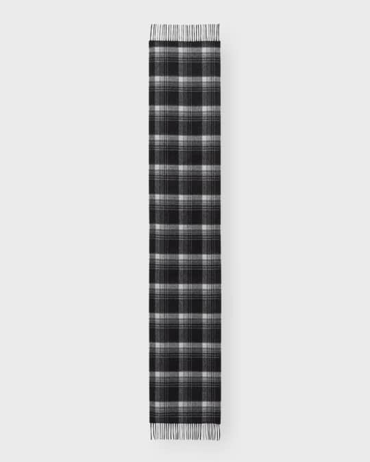 Men's Cashmere Plaid Windowpane Scarf