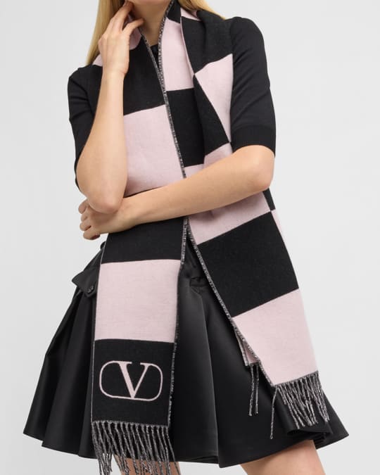 Valentino Garavani Stripe Wool-Cashmere Scarf Neiman Marcus