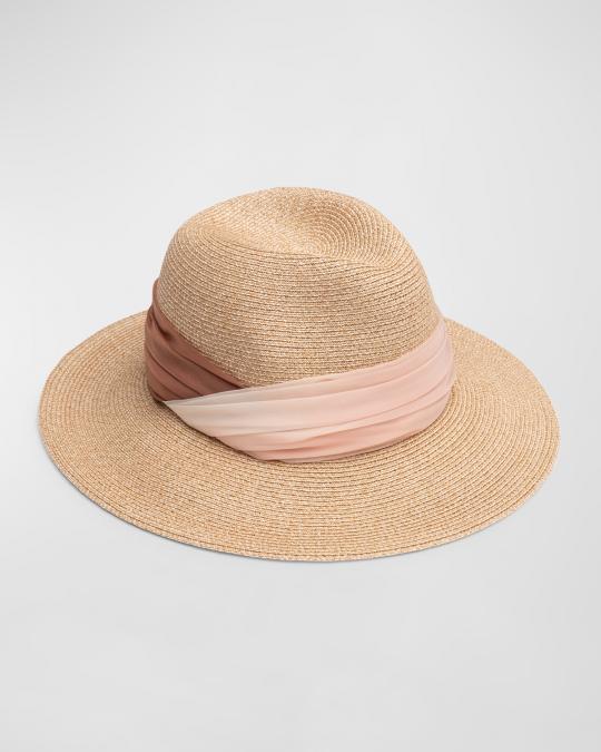 Eugenia Kim Courtney Straw Fedora With Two-Tone Organza Band 
