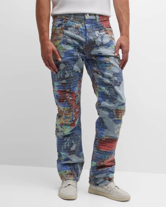 Amiri Men's Aloha Boro Straight-Leg Jeans Neiman Marcus