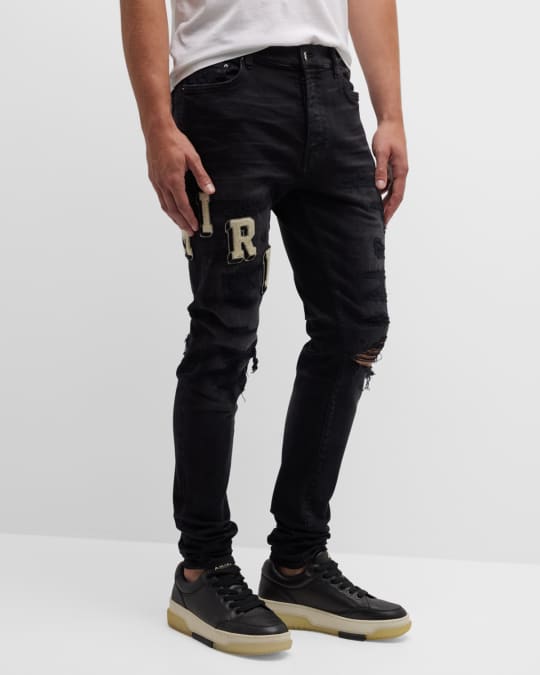 Amiri Men's Varsity Logo Skinny Jeans Neiman Marcus