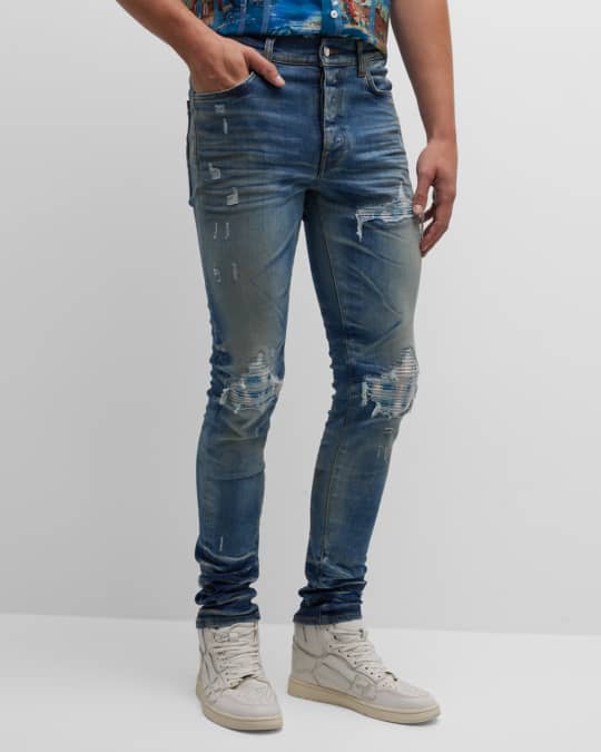 Amiri Men's Bleached MA Paisley MX1 Skinny Jeans | Neiman Marcus