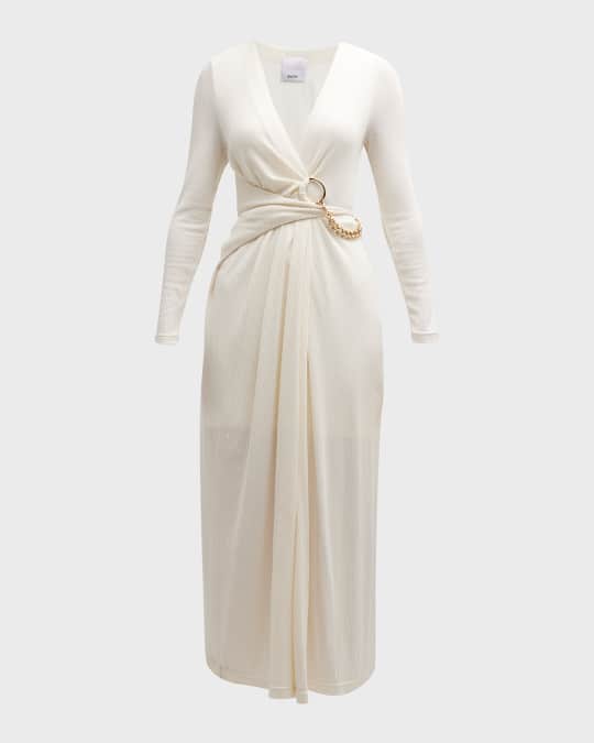 Gold knit wrap dress new arrivals