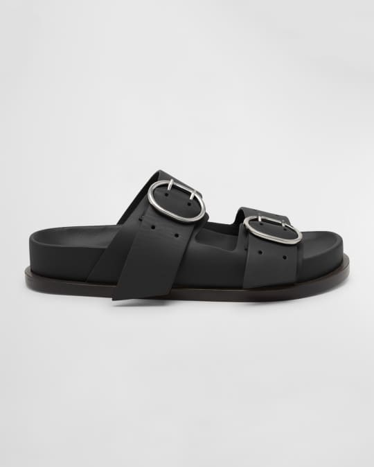 公式通販サイトセール Sandals Slide Leather Buckle Double Sander Jil | Marcus Neiman 靴