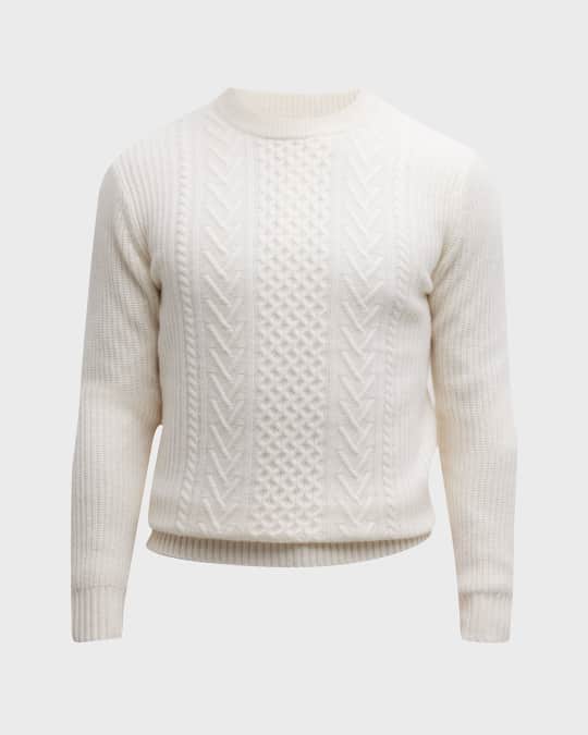 Men s Cashmere Cable Knit Crewneck Sweater