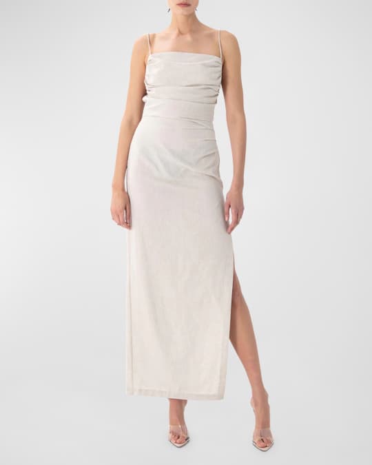 Ronny Kobo Clark Sleeveless Linen Cotton Long Slit Dress | Neiman Marcus