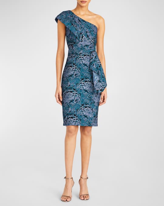 Violetta One Shoulder Jacquard Midi Dress