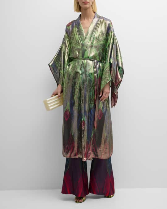 Mes Demoiselles Silma Printed Metallic Kimono | Neiman Marcus
