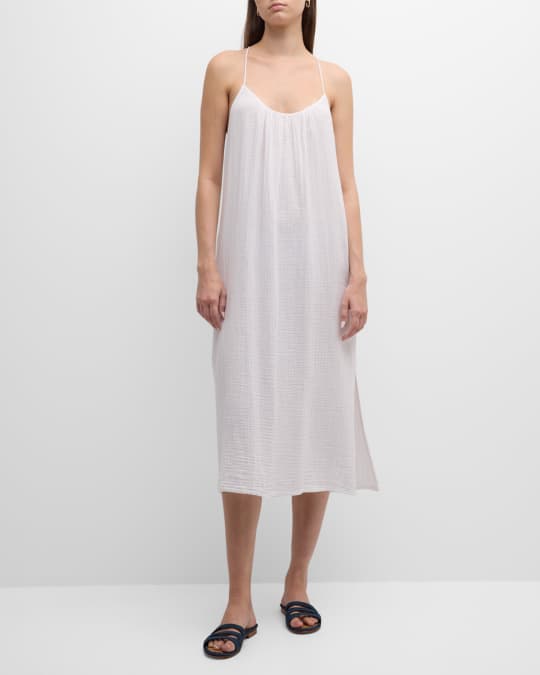 Xirena Talia Sleeveless Puckered Racerback Midi Dress | Neiman Marcus