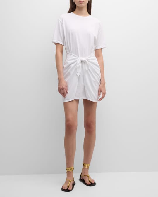 zara white t shirt dress TIED ZW COLLECTION - 100% silk Xirena Emme Tie-Front Cotton T-Shirt