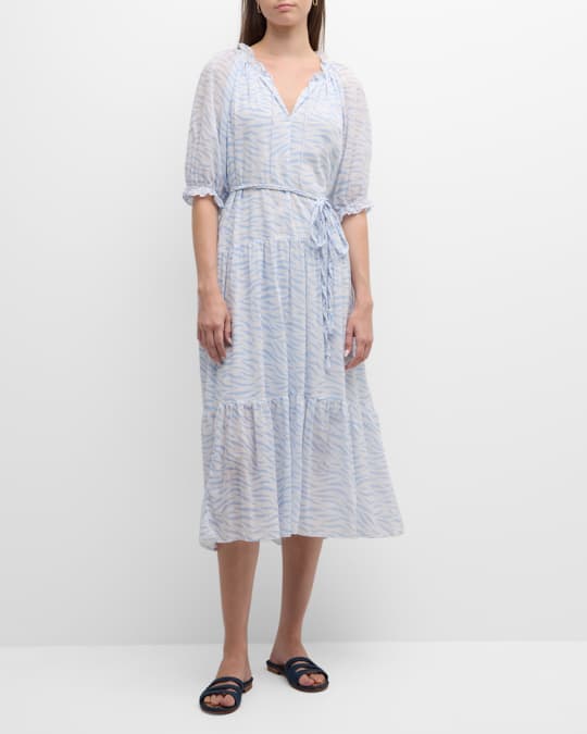 tiger stripe midi dress GANNI tiger-print lace-trim Midi Dress | Neutrals