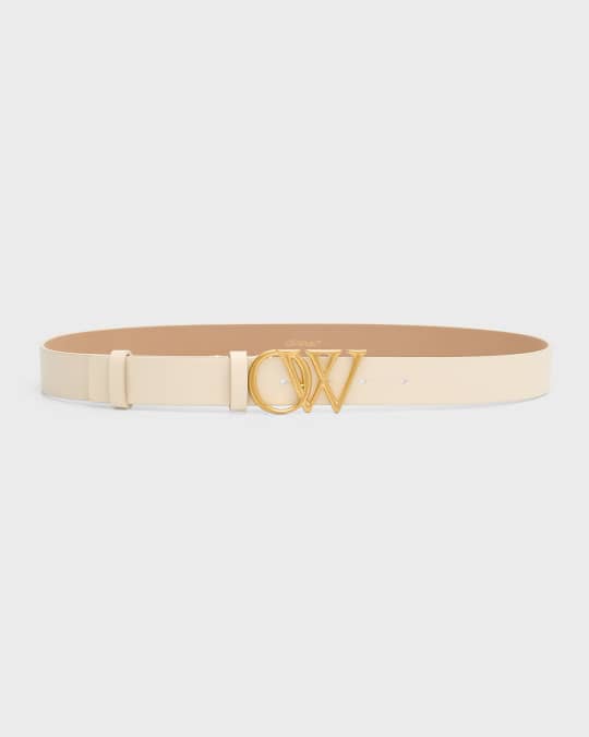 OW Initials Beige Leather Belt 