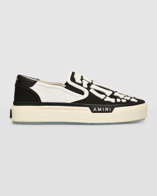 Men s Leather Skeleton Canvas Slip On Sneakers
