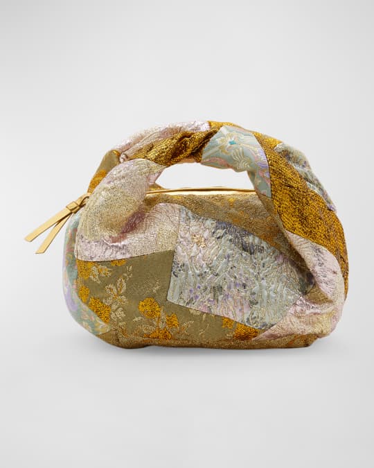 Dries Van Noten Twisted Small Patchwork Jacquard Top-Handle Bag