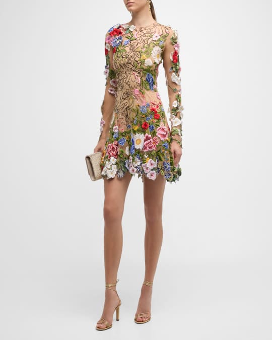 Sheer floral embroidered dress hotsell
