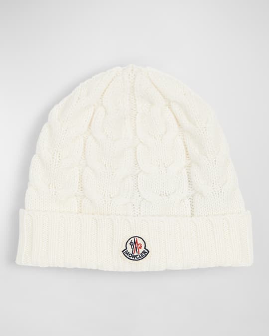 MONCLER ニット帽 beanie Moncler Logo Unisex Wool tricot Beanie Ribbed Cable Knit Hat