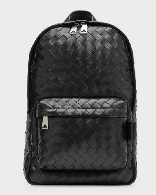 Black Intrecciato-leather backpack, Bottega Veneta