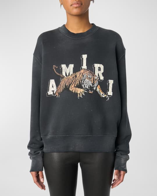 Amiri Vintage Tiger Logo Crewneck Sweatshirt | Neiman Marcus