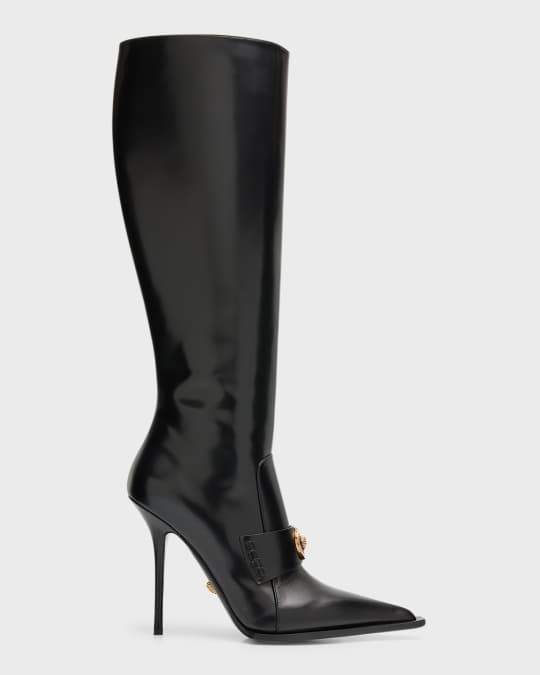 Medusa Leather Lace Up Moto Boots