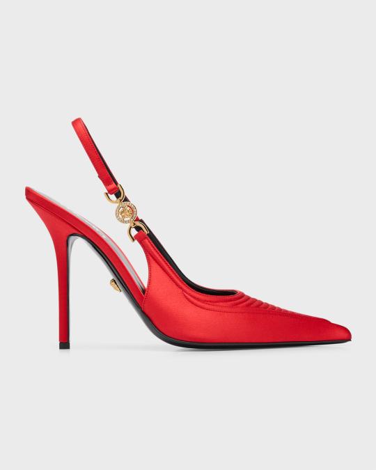 Versace Medusa Satin Slingback Pumps | Neiman Marcus