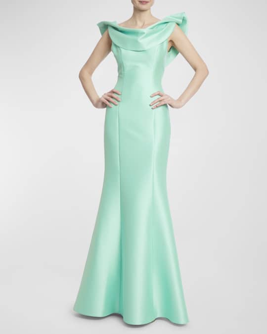 Badgley Mischka Collection Sleeveless Draped Mermaid Gown | Neiman Marcus