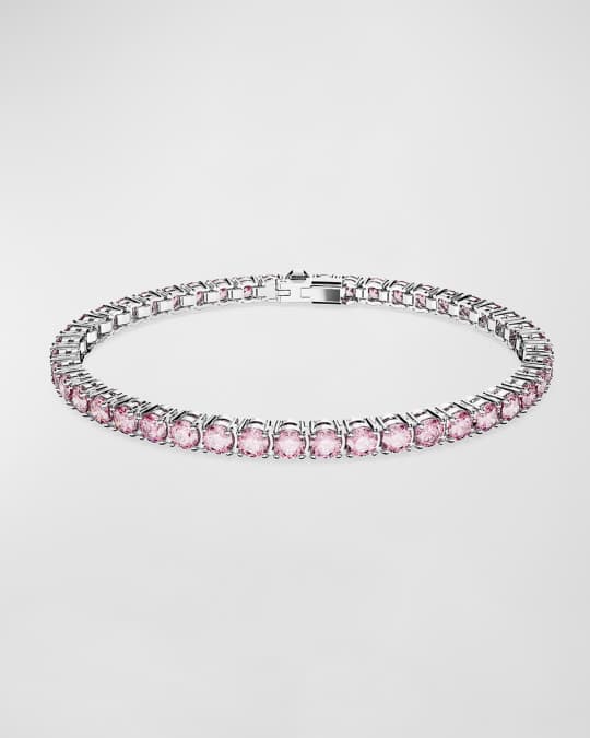 SWAROVSKI Matrix Rhodium-Plated Round-Cut Pink Crystal Tennis Bracelet ...