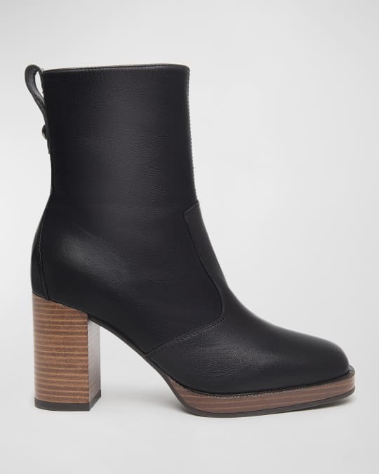 Leather Square Toe Ankle Booties