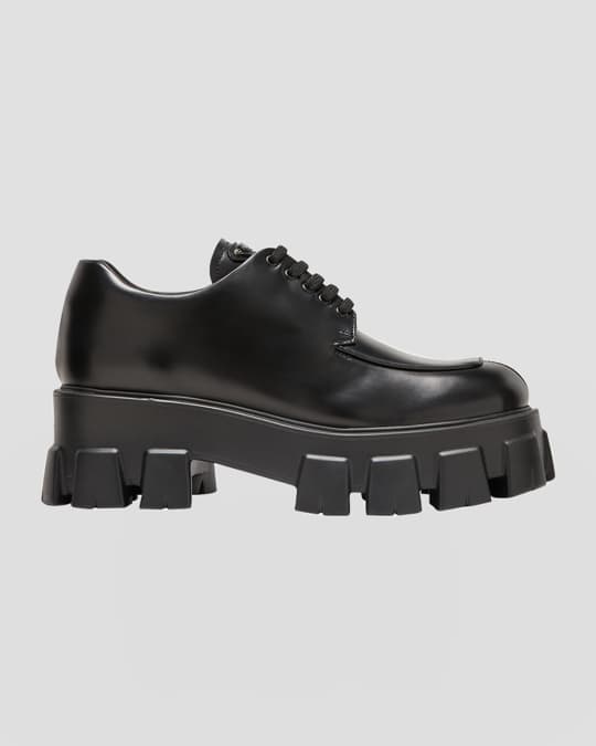 Prada Monolith Calfskin Chunky Platform Loafers Neiman Marcus