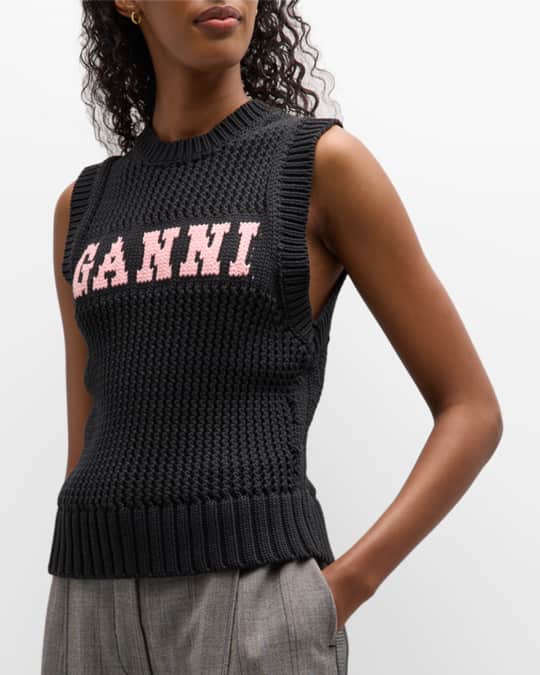 Dino Ganni Cotton Robe Knit Vest Ganni Cotton Rope Vest Garmentory