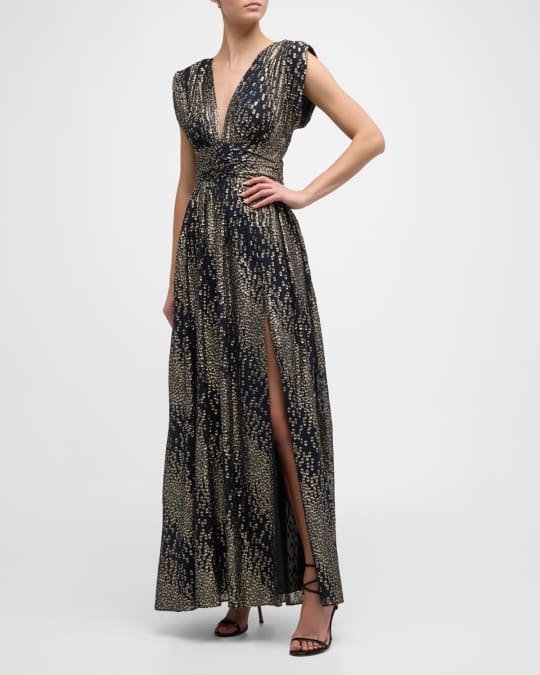 Ramy Brook Julianna Sleeveless Metallic Fleck Empire Gown | Neiman Marcus
