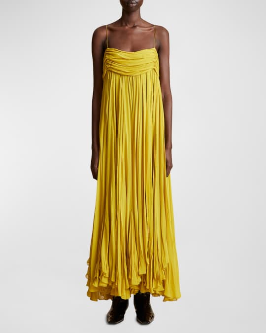 slim fit dress slacks Khaite Coast Dress in Gold - Gold Designer Dress