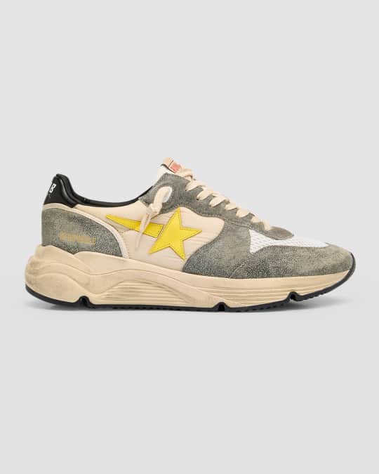Men's Running Sole Mesh and Leather Sneakers