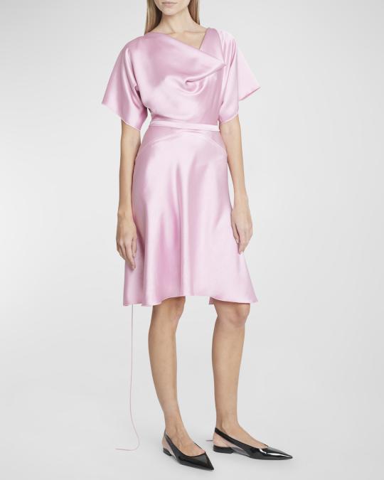 victoria beckham satin dress Victoria Beckham Cowl-Neck Draped Satin Dress