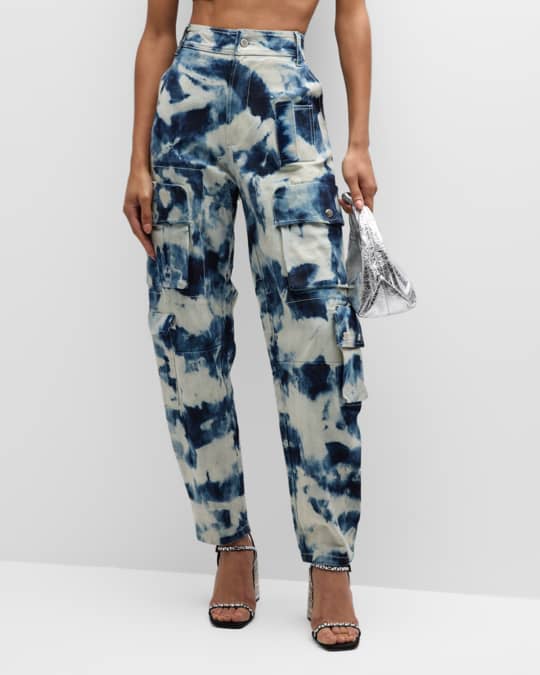 Des Phemmes Tie-Dye Denim Cargo Trousers | Neiman Marcus