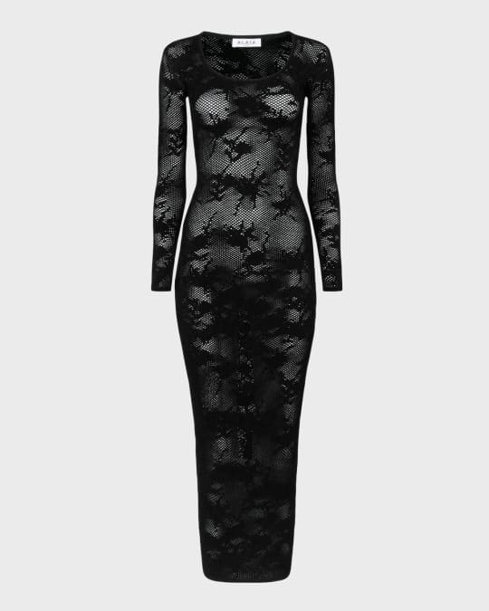 ALAIA Lace Detail Midi Dress | Neiman Marcus