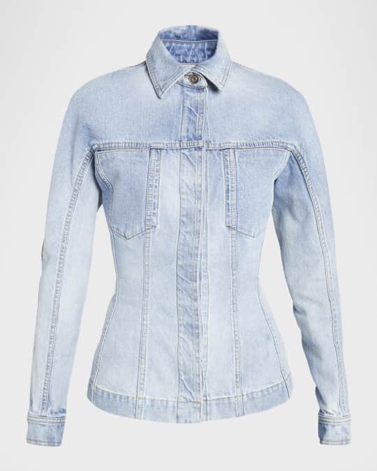 【ALAIA】フィットデニムジャケット ALAÏA: Blue Fitted Denim Jacket | SSENSE