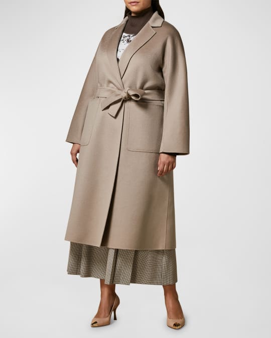 Marina Rinaldi Plus Size Tema Belted Double-Face Wool Coat