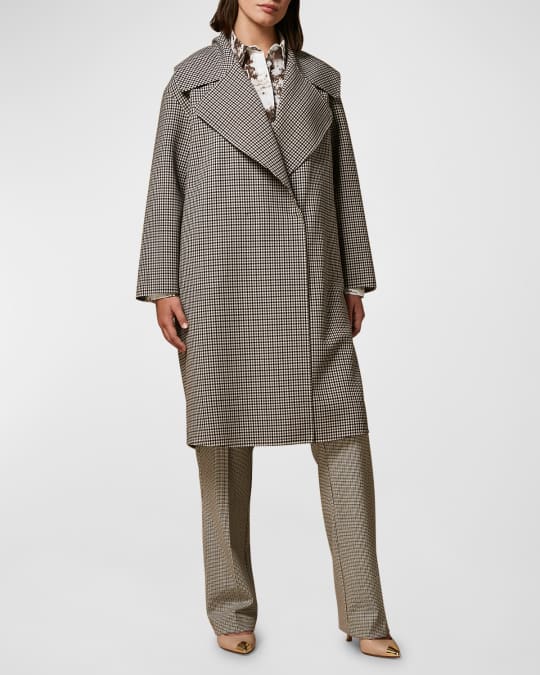 Marina Rinaldi Plus Size Topazio Check-Print Wool Coat Neiman Marcus