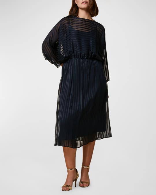 knee length dresses for ladies Plus Size The Sweet Escape Striped Midi Dress main image 0