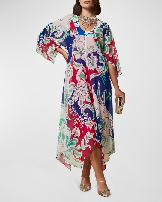Marina Rinaldi Plus Size Diretto Printed Handkerchief Dress